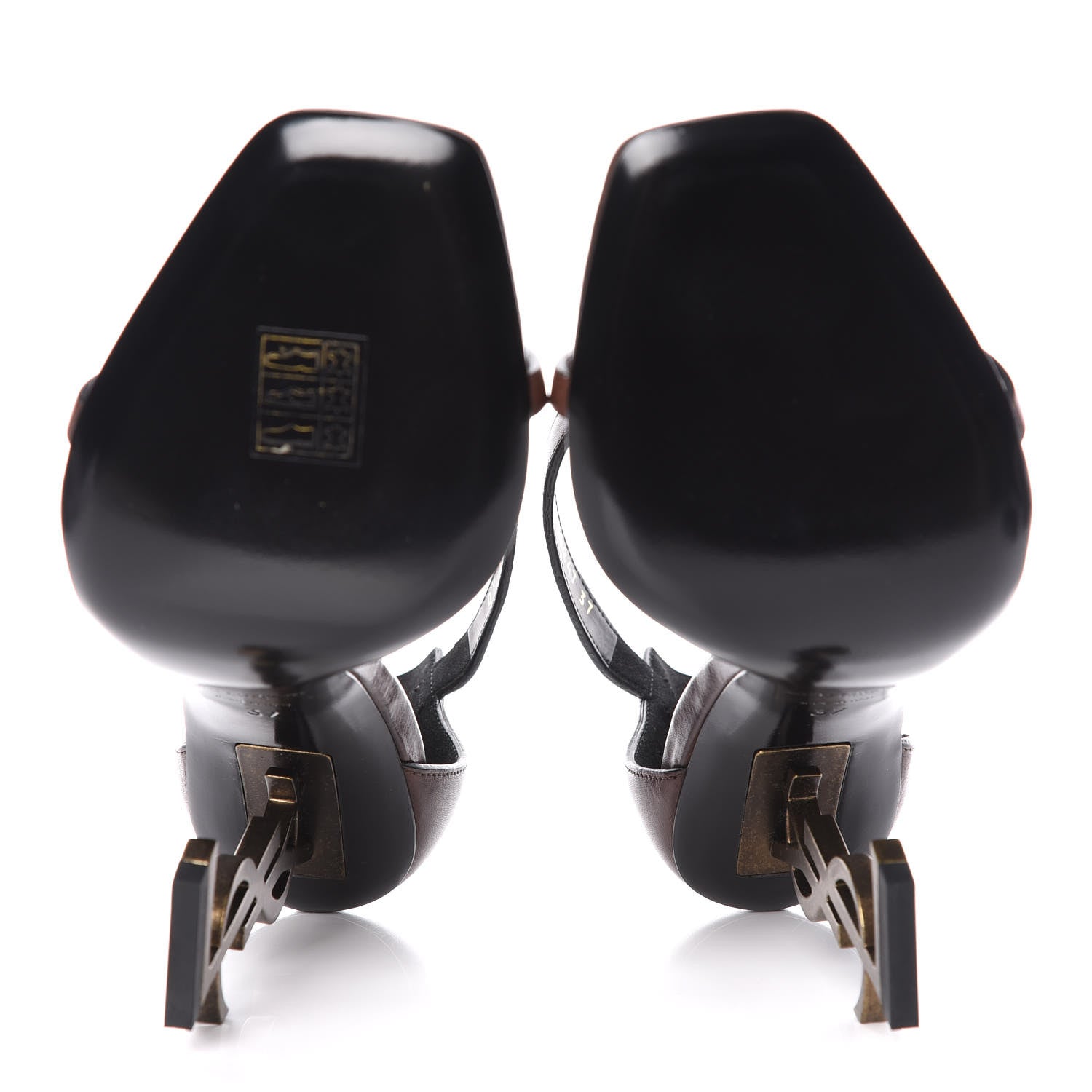 Saint Laurent Calfskin Opyum Sandals 37 Brown 5 of 10
