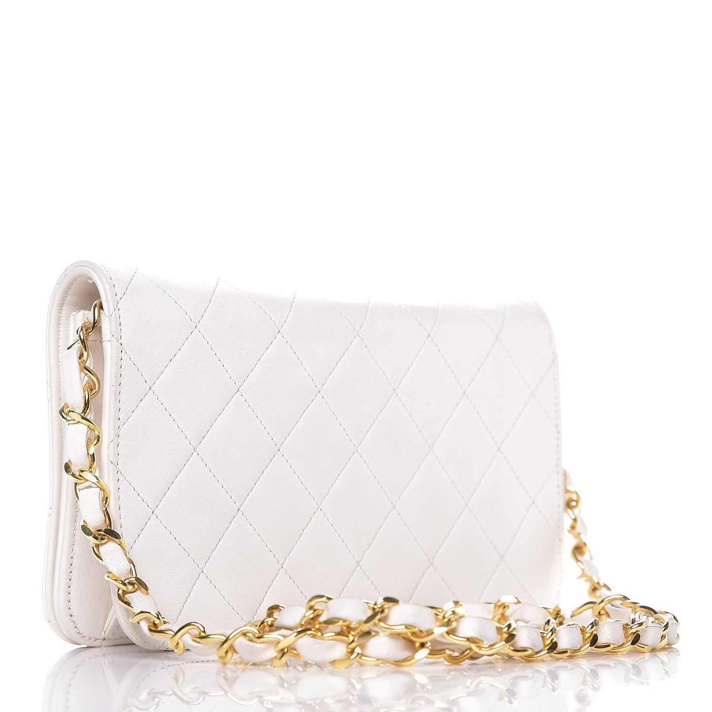 Lambskin Quilted Mini Flap White