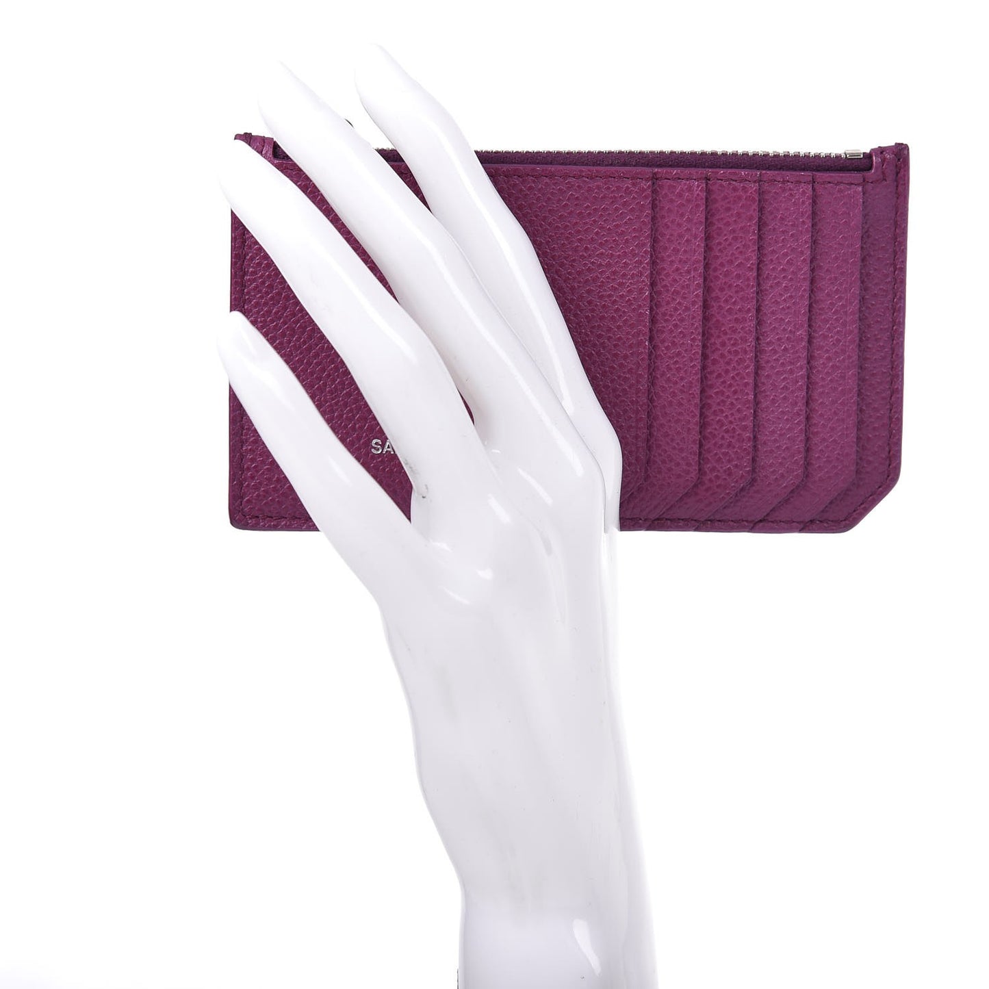 Grained Calfskin 5 Fragments Zip Pouch Card Holder Pivoine