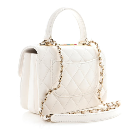 Chanel Lambskin Lacquered Quilted Mini Trendy CC Dual Handle Flap Bag White 3 of 11