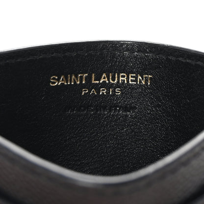 Saint Laurent Grain De Poudre Matelasse Chevron Monogram Credit Card Case Black 6 of 7