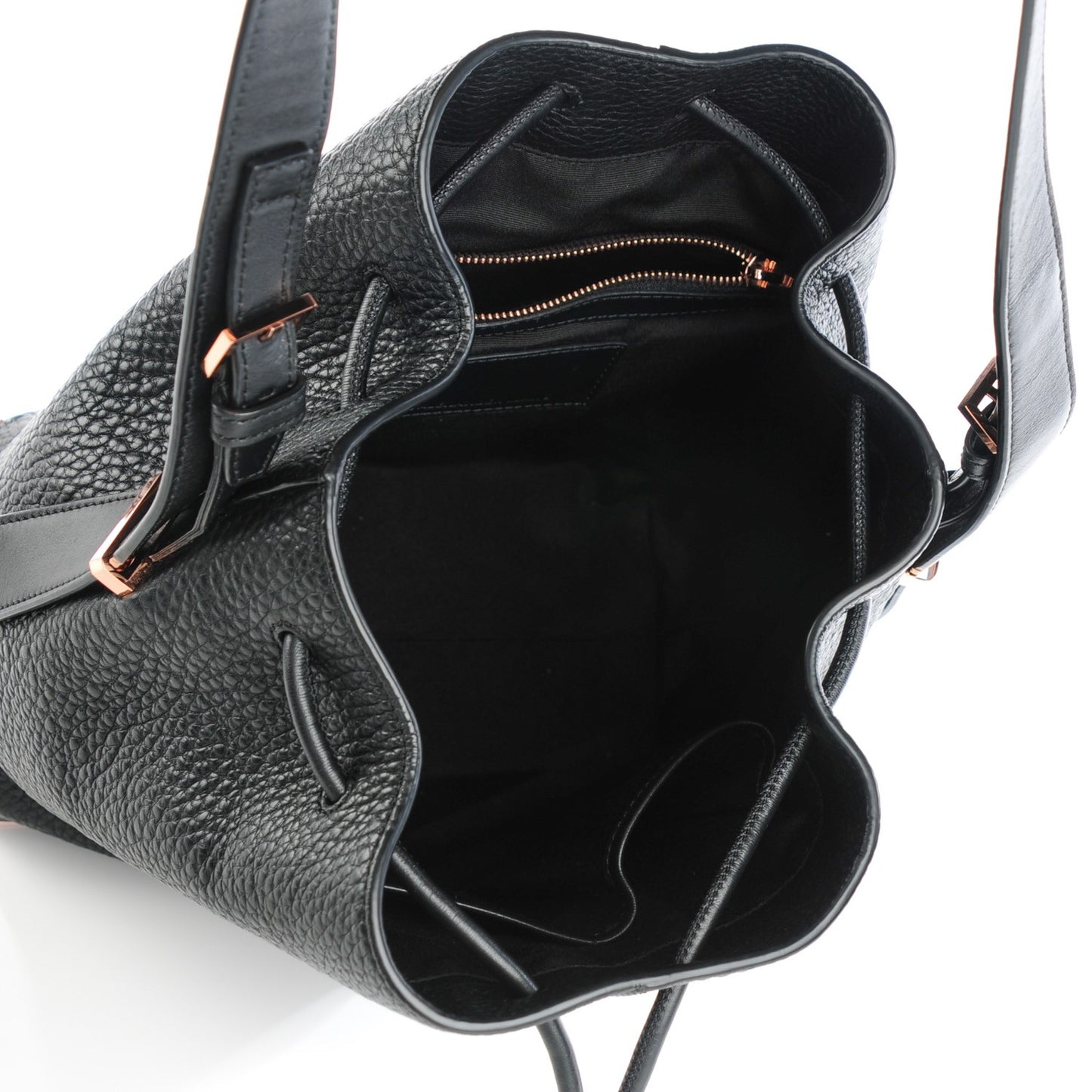 Pebbled Calfskin Prisma Drawstring Hobo Black Rose Gold Hardware