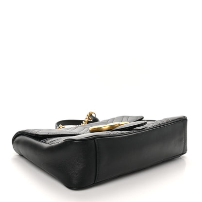 Gucci Calfskin Matelasse Medium GG Marmont Shoulder Bag Black 4 of 10