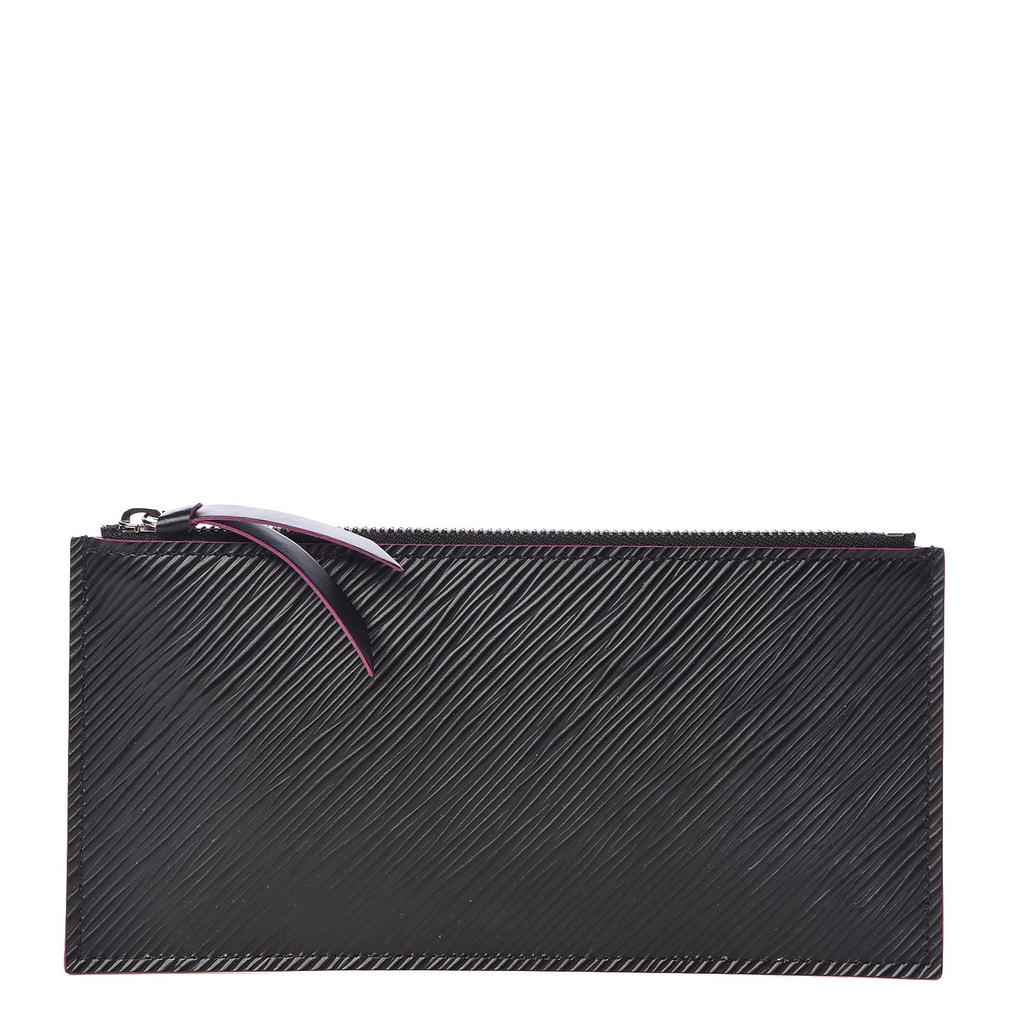 Epi Felicie Chain Wallet Zippered Insert Black Hot Pink