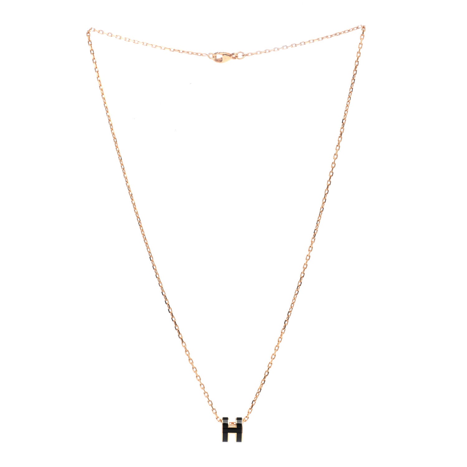 Hermes Lacquered Gold Mini Pop H Pendant Necklace Black 3 of 8