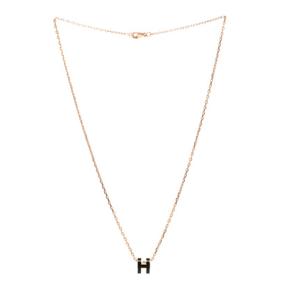 Hermes Lacquered Gold Mini Pop H Pendant Necklace Black 3 of 8