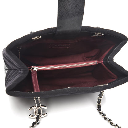 Chanel Canvas Caviar Chevron Shopper Tote Black 5 of 8