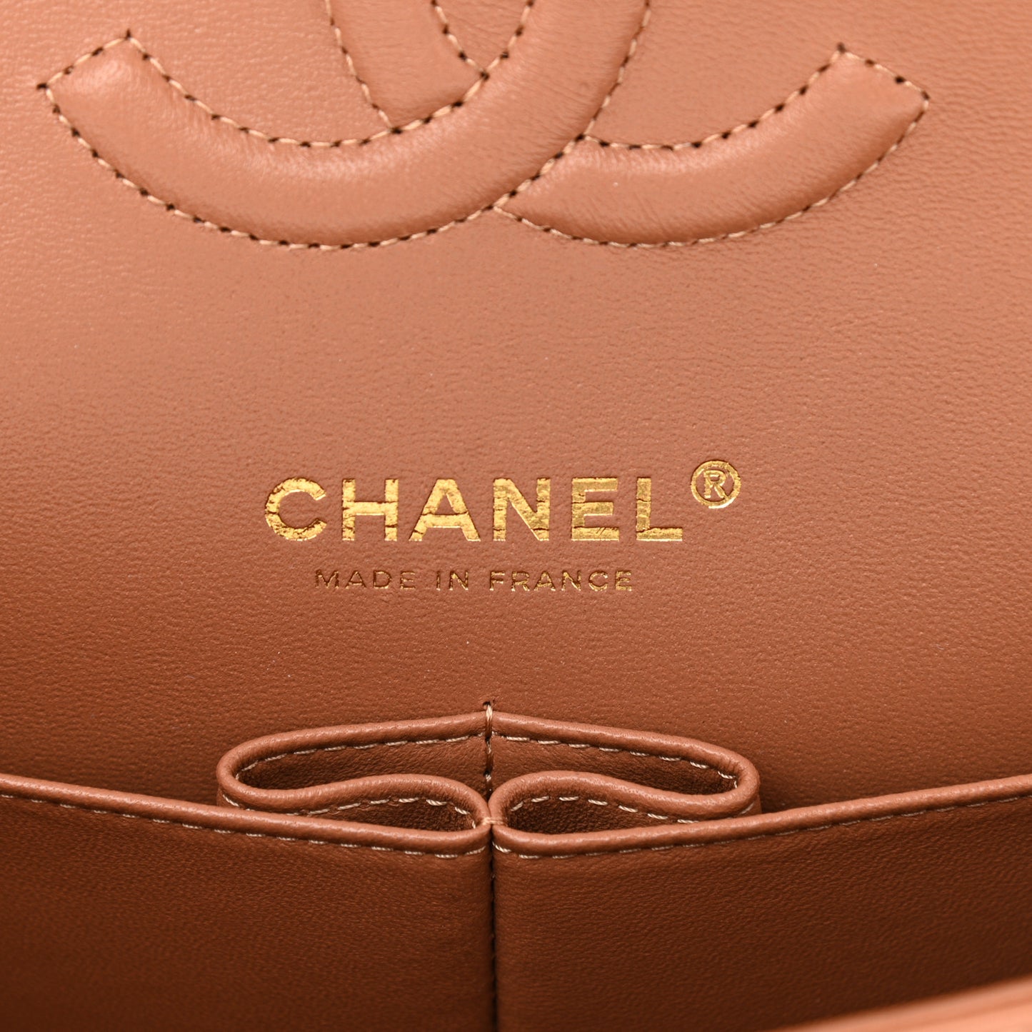 Lambskin Quilted Medium Double Flap Brown