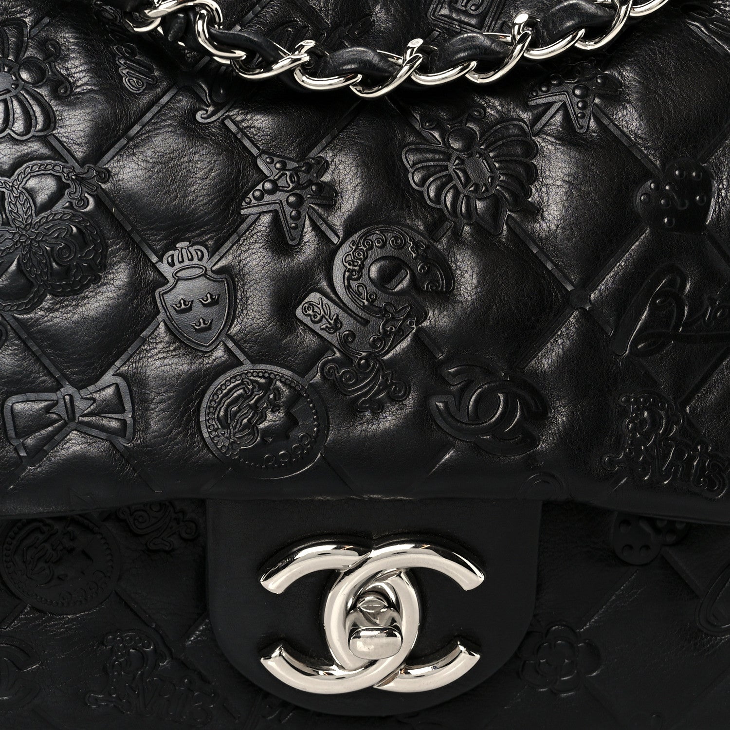 Chanel Calfskin Embossed Large Lucky Symbols Flap Black 9 of 11
