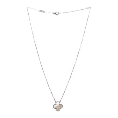 Van Cleef & Arpels 18K White Gold Mother of Pearl Vintage Alhambra Pendant Necklace 3 of 7