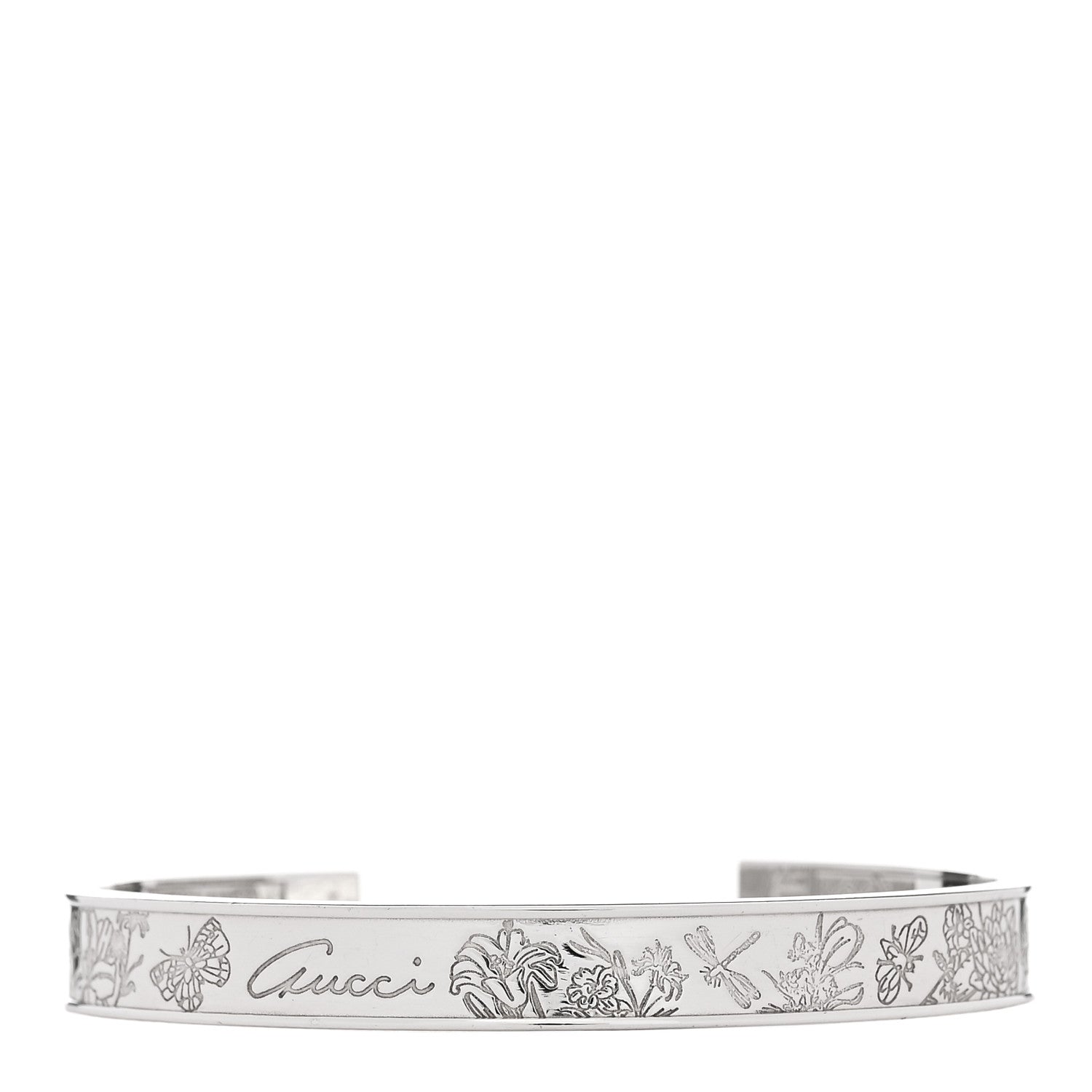 Gucci Sterling Silver Flora Cuff Bracelet 1 of 3