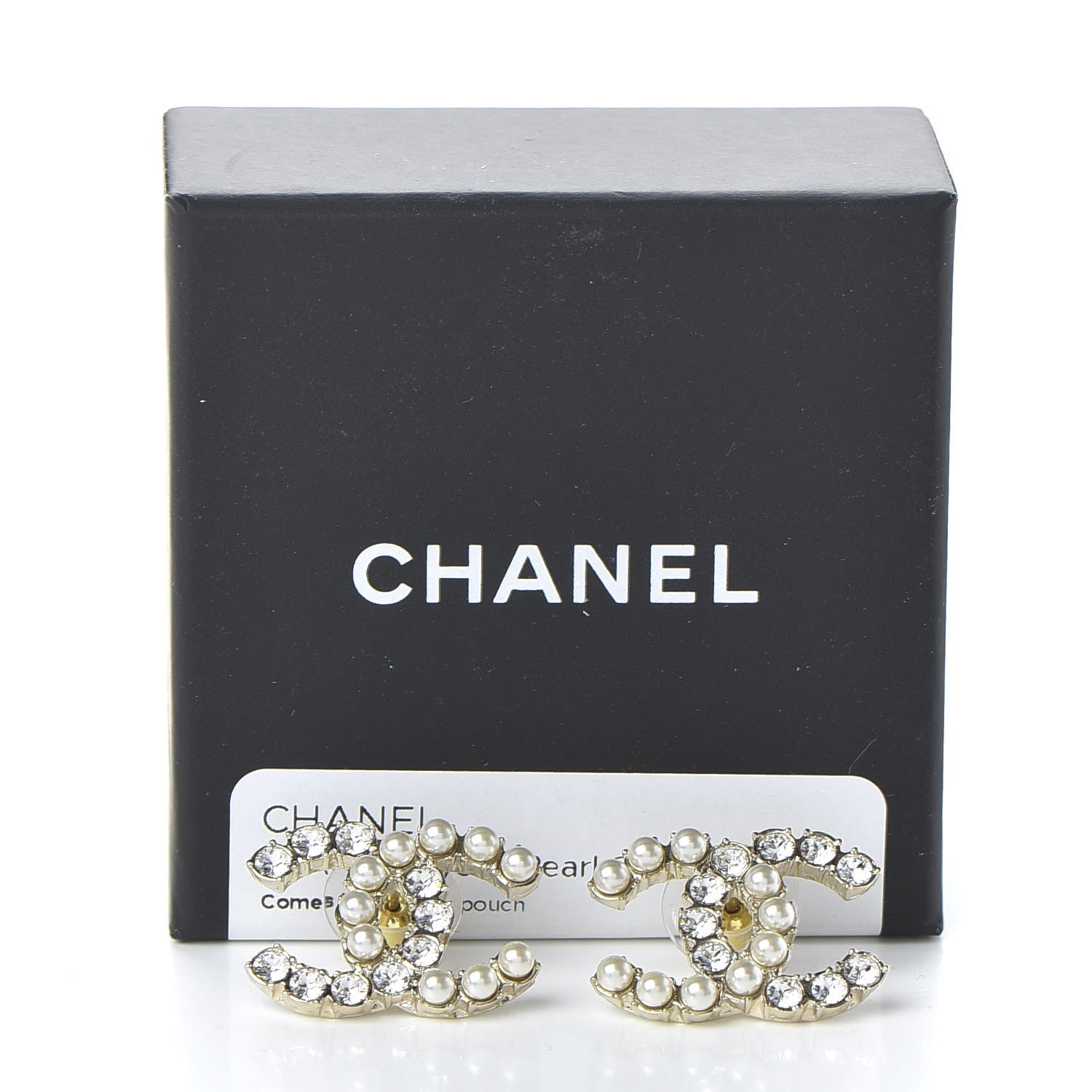 Chanel Crystal Pearl CC Dazzling Domino Earrings Gold 5 of 5