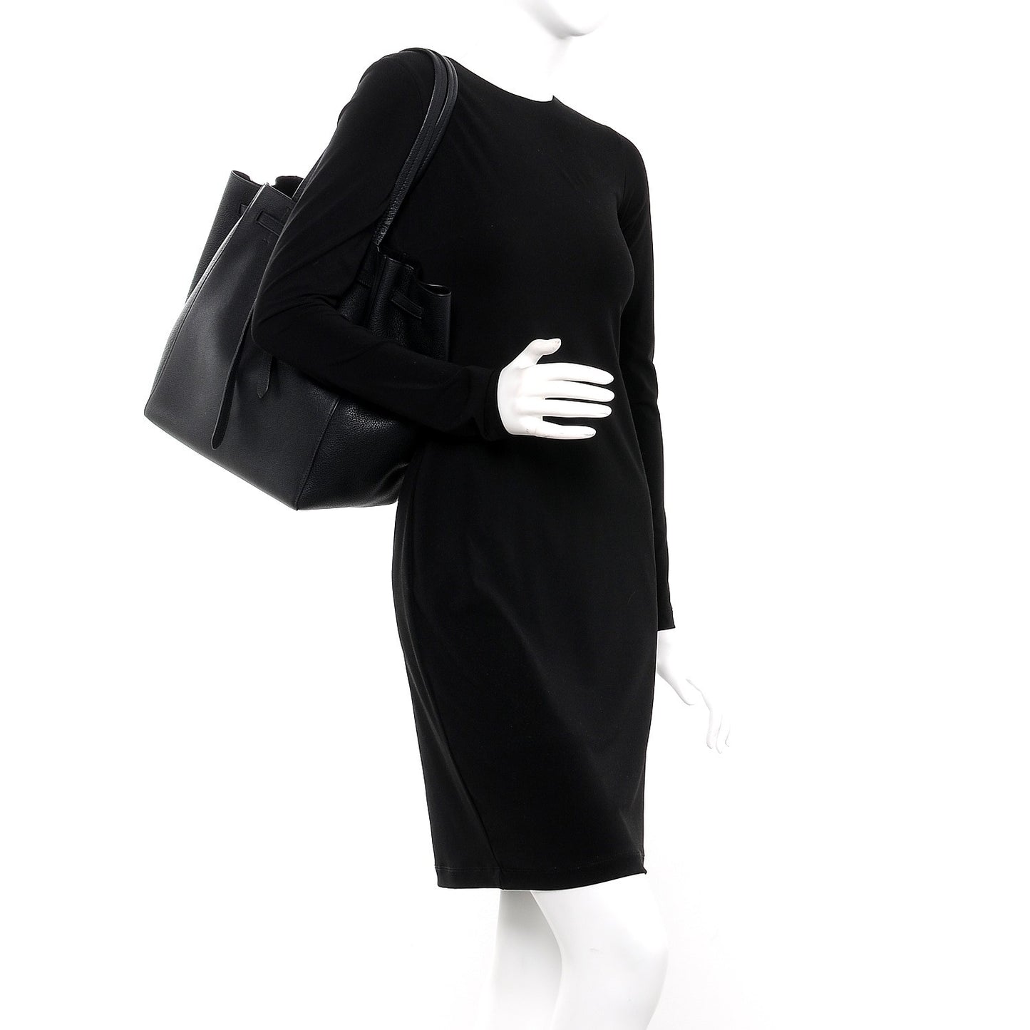 Soft Grained Calfskin Small Belt Cabas Phantom Black