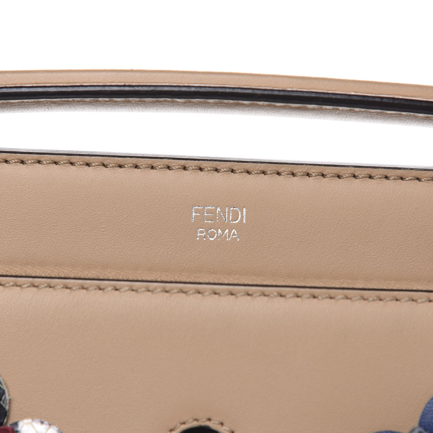 Fendi Calfskin Flowerland Studded Dotcom Satchel Cuoio Multicolor 12 of 13