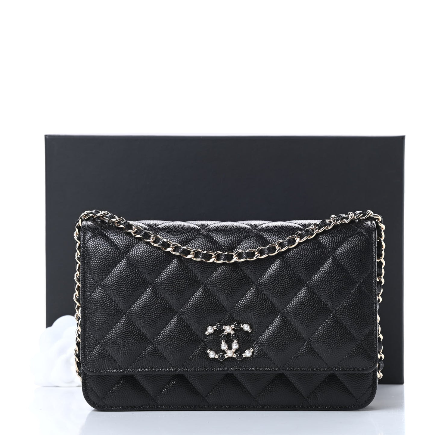 Caviar Quilted Coco Candy Wallet On Chain WOC Black
