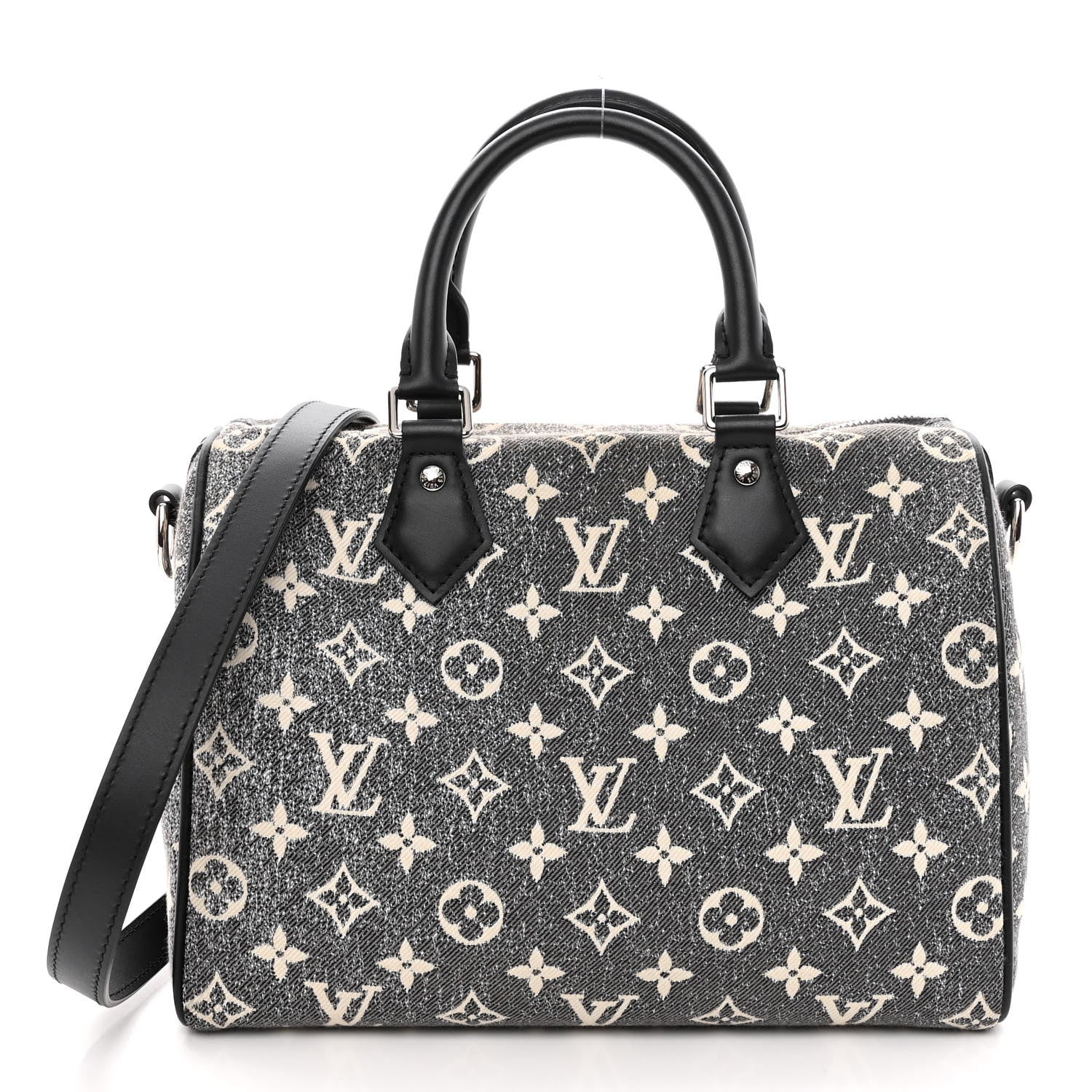 Louis Vuitton Denim Monogram Jacquard Speedy Bandouliere 25 Black 1 of 10