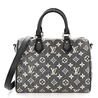 Louis Vuitton Denim Monogram Jacquard Speedy Bandouliere 25 Black 1 of 10