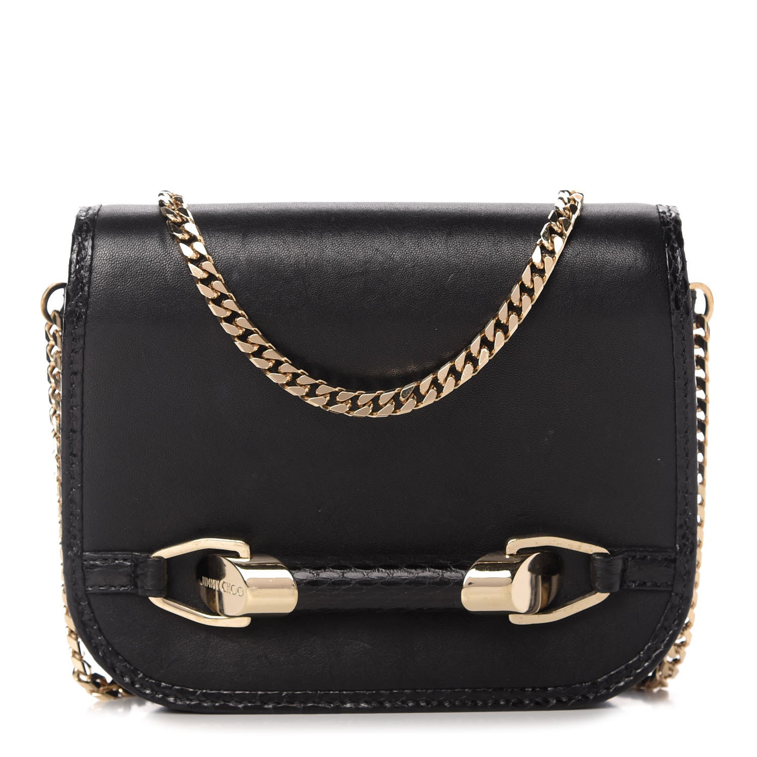 Jimmy Choo Lambskin Elaphe Zadie Flap Bag Black 1 of 10