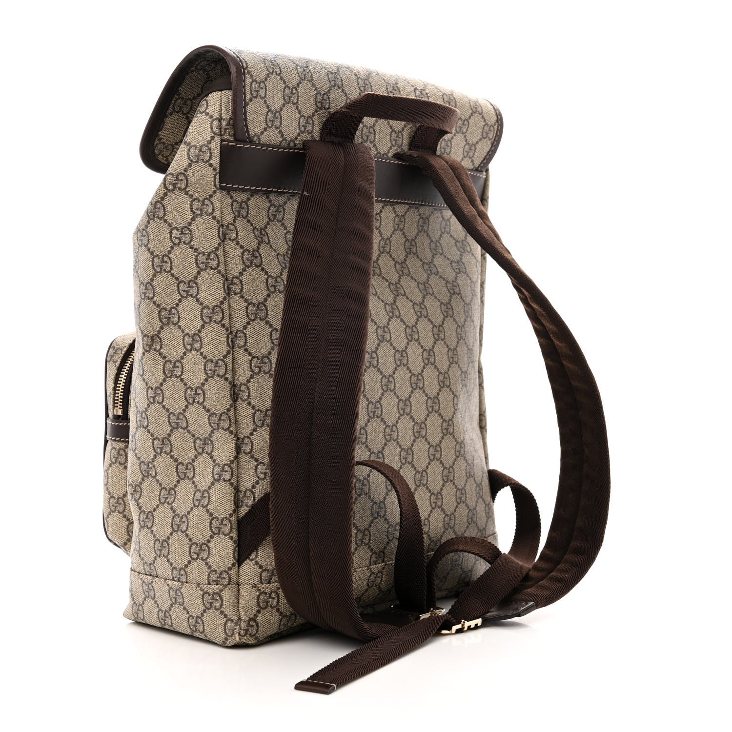 Gucci GG Supreme Monogram Medium Single Buckle Rucksack Backpack Beige Ebony Brown 3 of 11