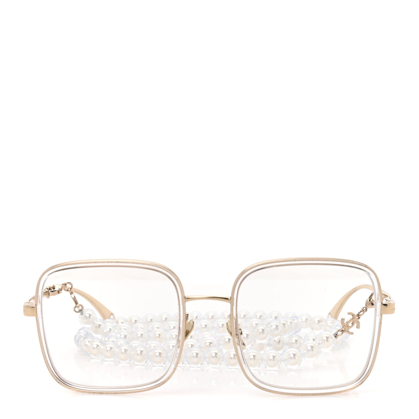 Metal Removable Pearl Chain Square Eyeglasses 2195-S Silver