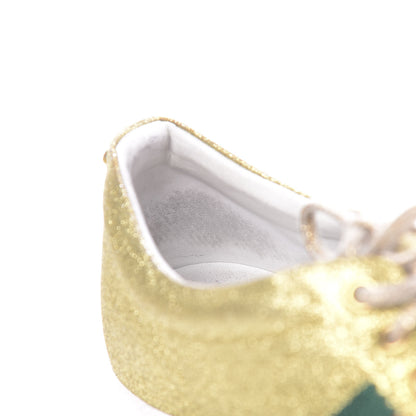 Gucci Metallic Calfskin Studded Mens Bambi Web GG Sneakers 7.5 Gold 10 of 13