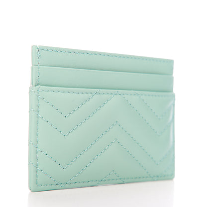 Gucci Calfskin Matelasse GG Marmont Card Holder Water Green 2 of 6