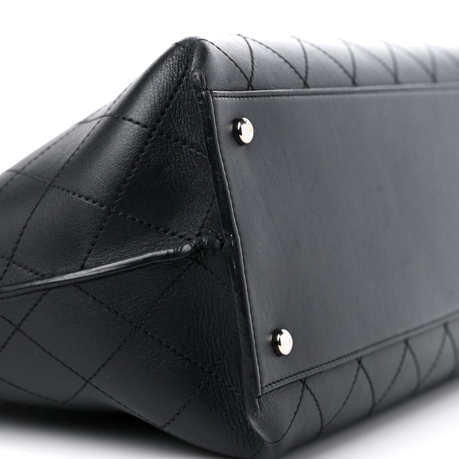 Chanel Calfskin Stitched Shopping Tote Black 7 of 9