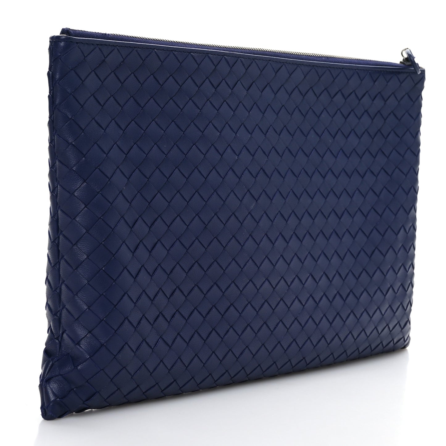 Nappa Intrecciato Large Zip Pouch Atlantic