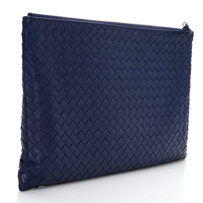 Bottega Veneta Nappa Intrecciato Large Zip Pouch Atlantic 3 of 7