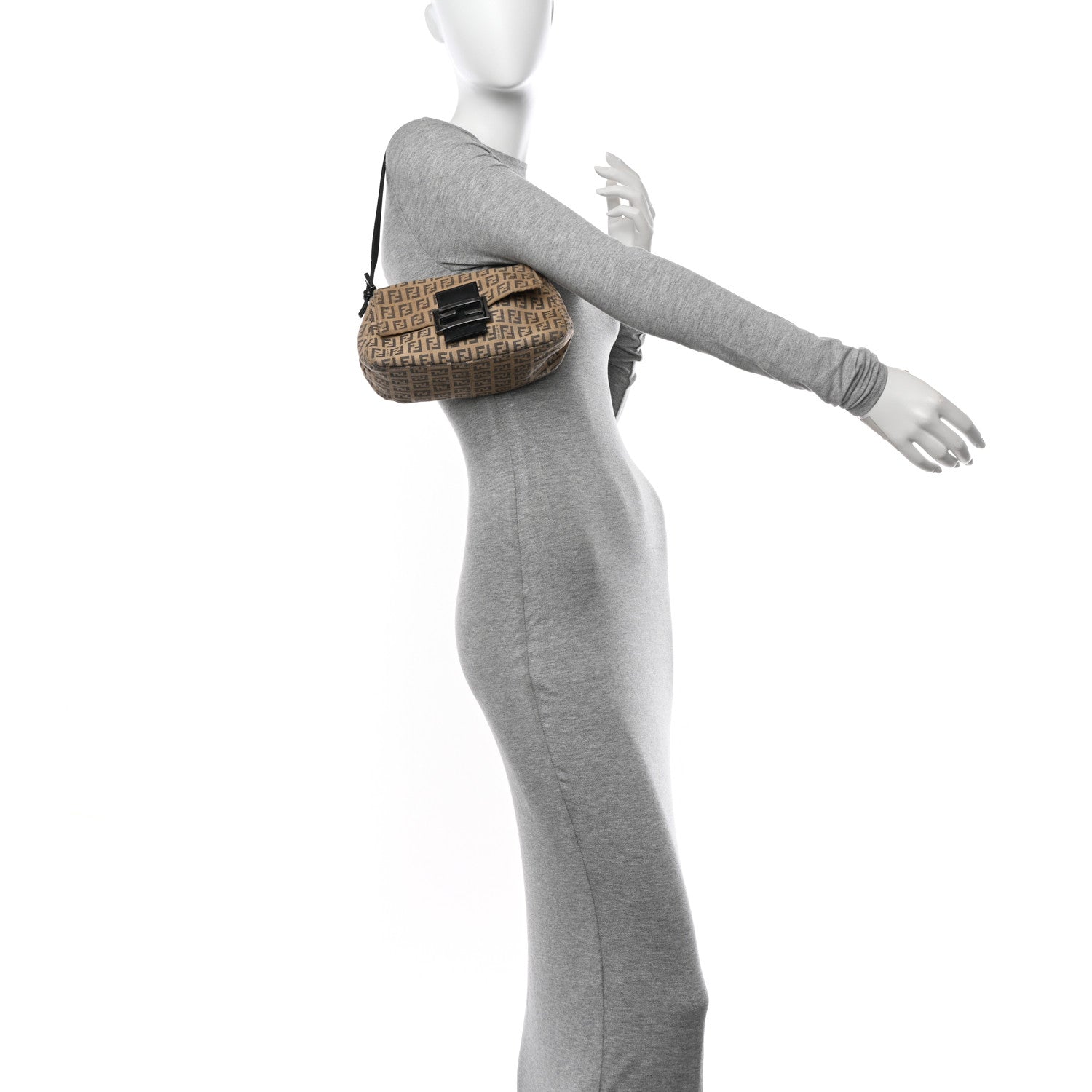 Fendi Zucchino Mini Mama Baguette Beige 2 of 12
