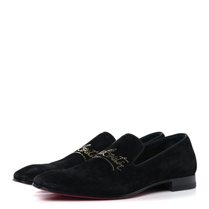 Christian Louboutin Veau Velours Strass Mens Navy Dandelion Flat Loafers 39 Black Cry Aurum Gold 8 of 19