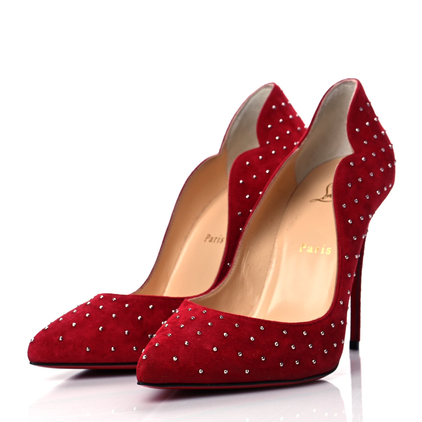 Suede Studded Hot Chick 100 Pumps 39.5 Red