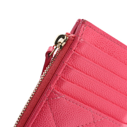 Chanel Caviar Quilted Flap Zip Card Holder Dark Pink 10 of 13