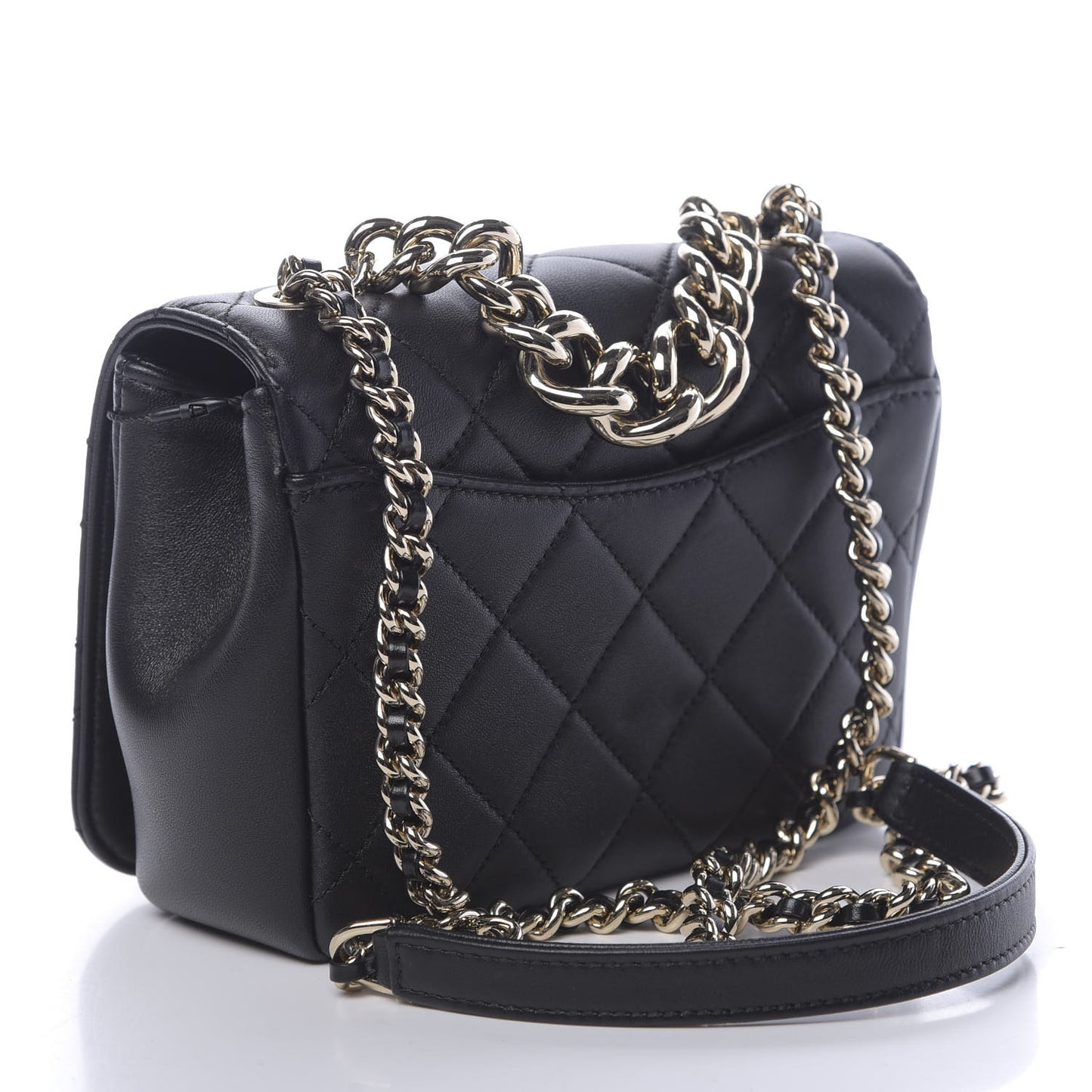 Lambskin Quilted Studded CC Flap Black