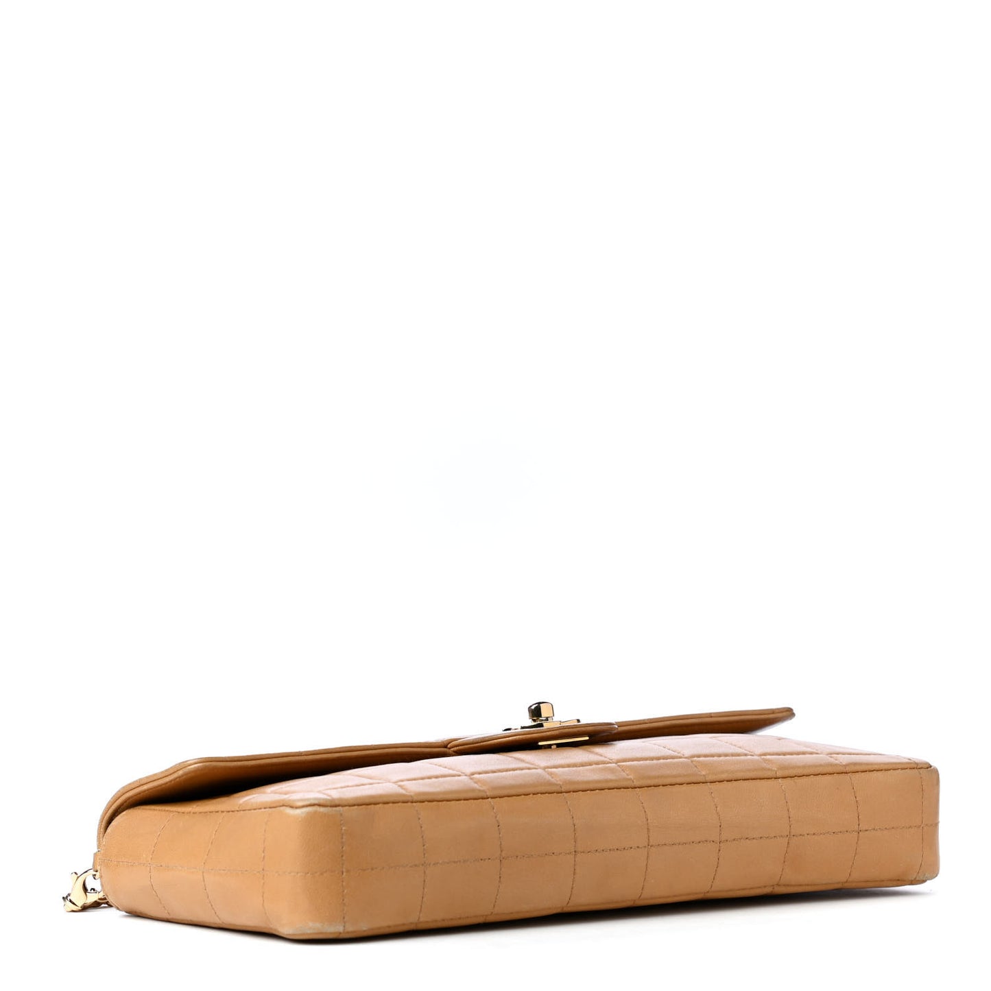 Lambskin East West Chocolate Bar Flap Beige