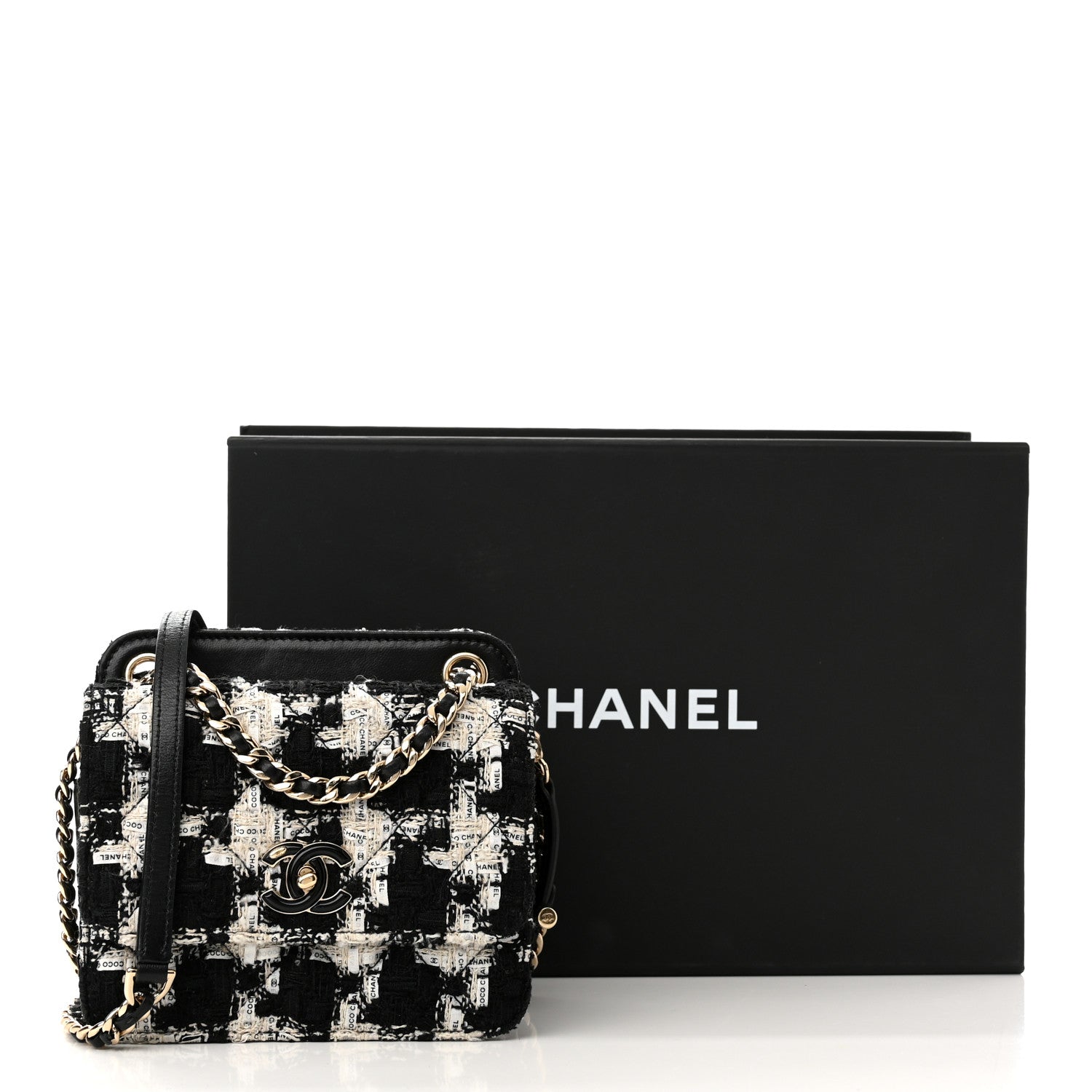 Chanel Tweed Lambskin Quilted Flap Black Ecru White 10 of 10