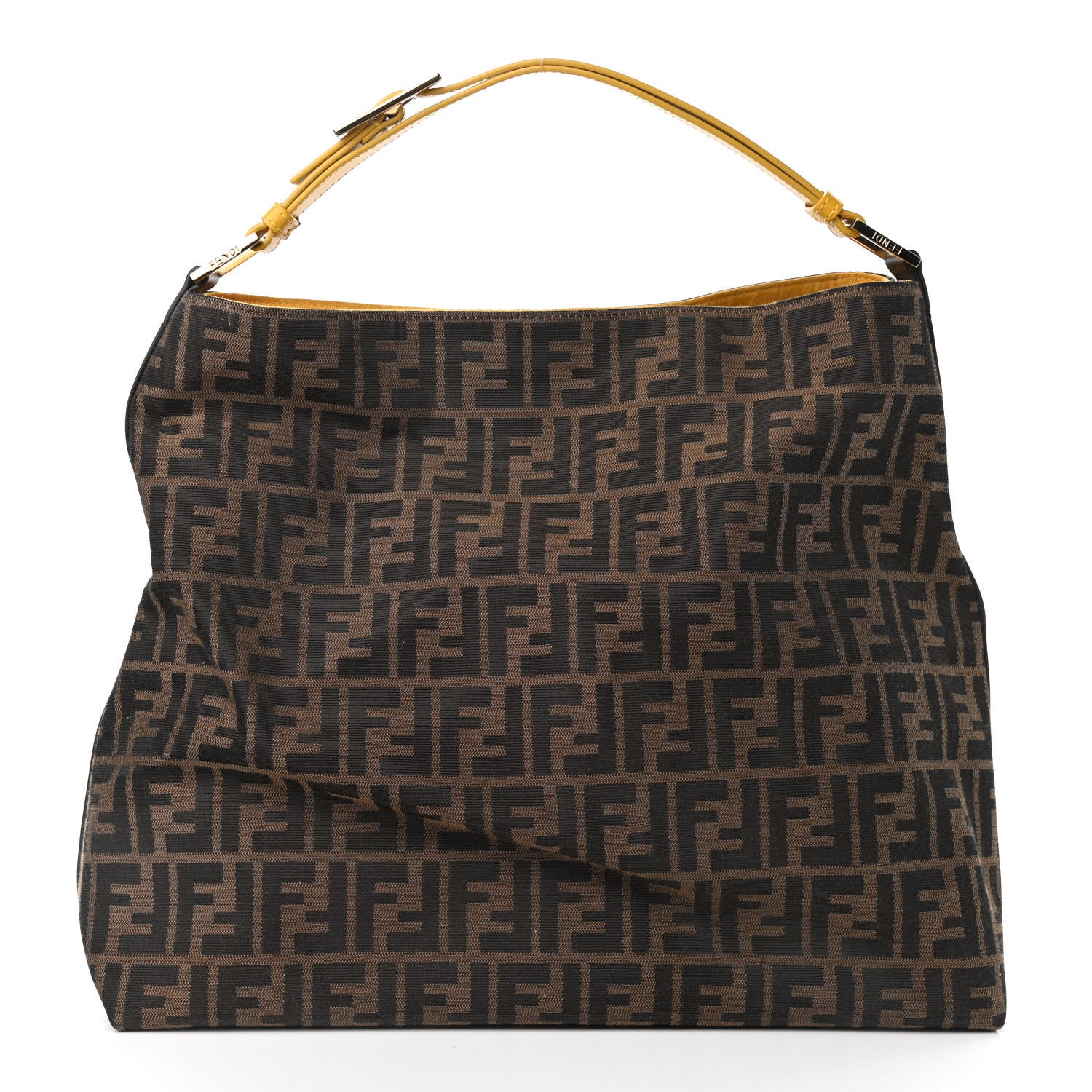 Fendi Zucca Vitello Large Hobo Tobacco Ocra Moro Black 1 of 9