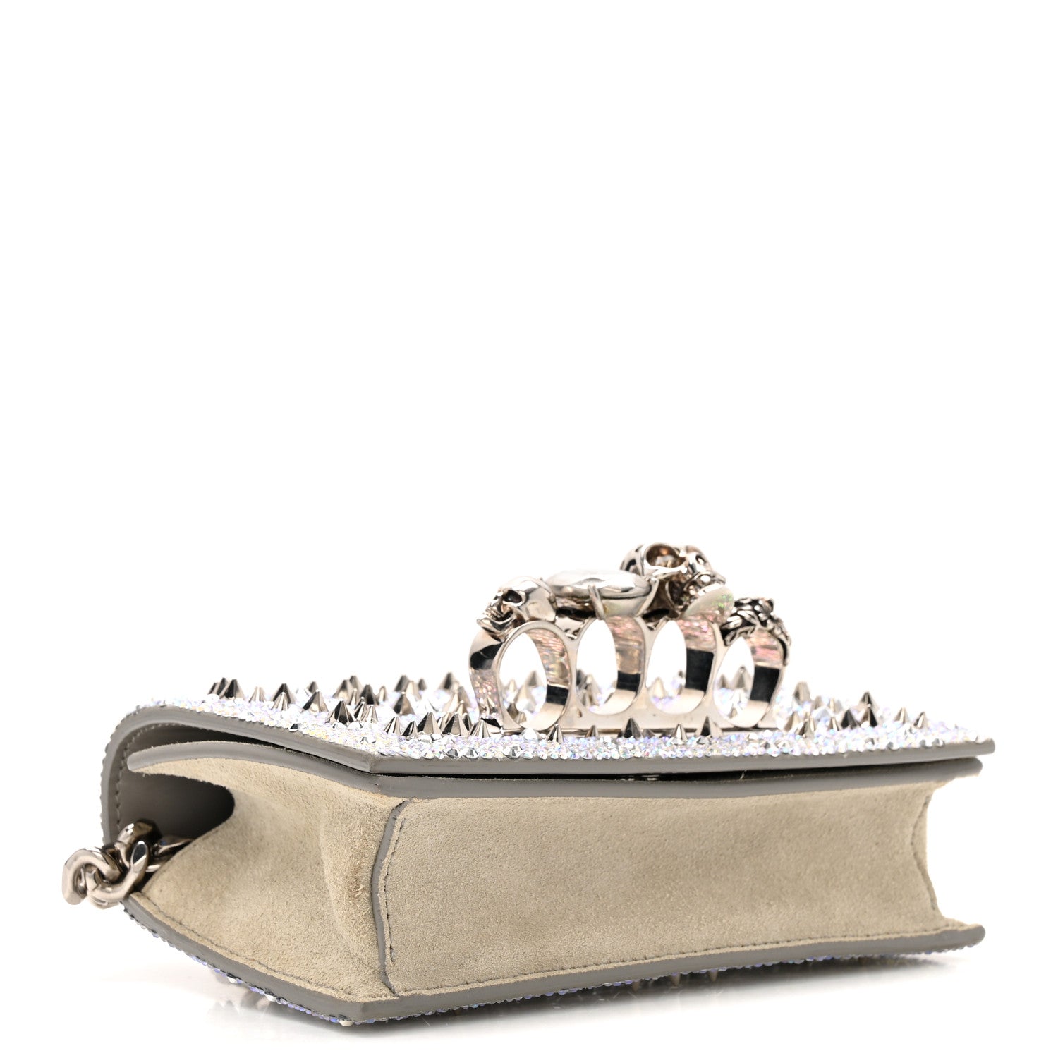 Alexander McQueen Suede Calfskin Crystal Studded Mini Jeweled