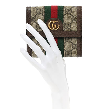 Gucci GG Supreme Monogram Web Ophidia French Flap Wallet Beige New Acero 2 of 8