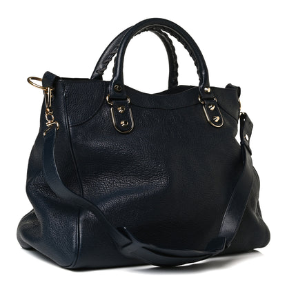 Balenciaga Chevre Gold Metallic Edge Hardware Velo Bleu Nuit Dark Sea 2 of 13