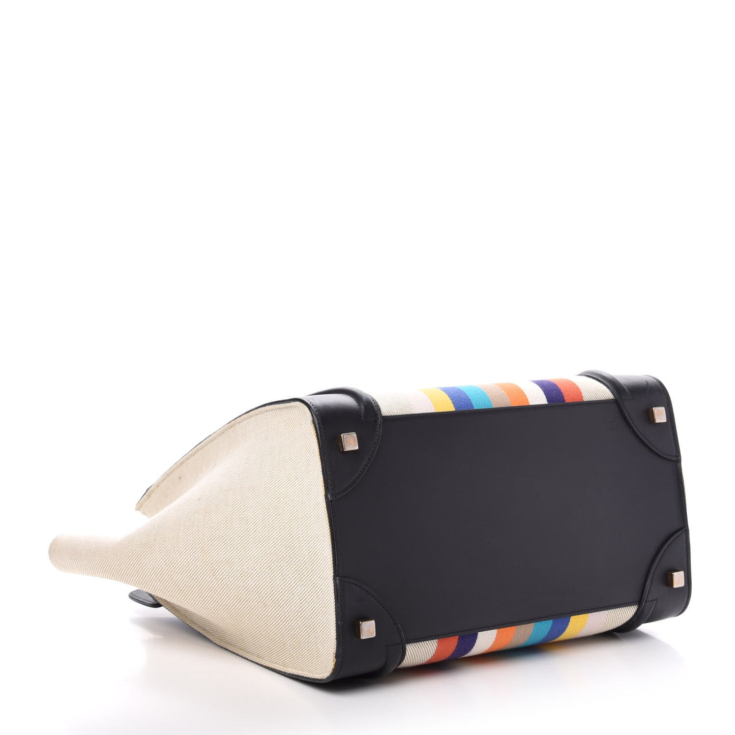 Smooth Calfskin Striped Canvas Mini Luggage Multicolor