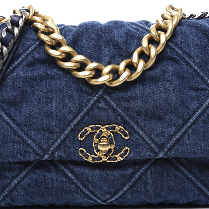 Chanel Denim Quilted Medium 19 Flap Blue 9 of 9