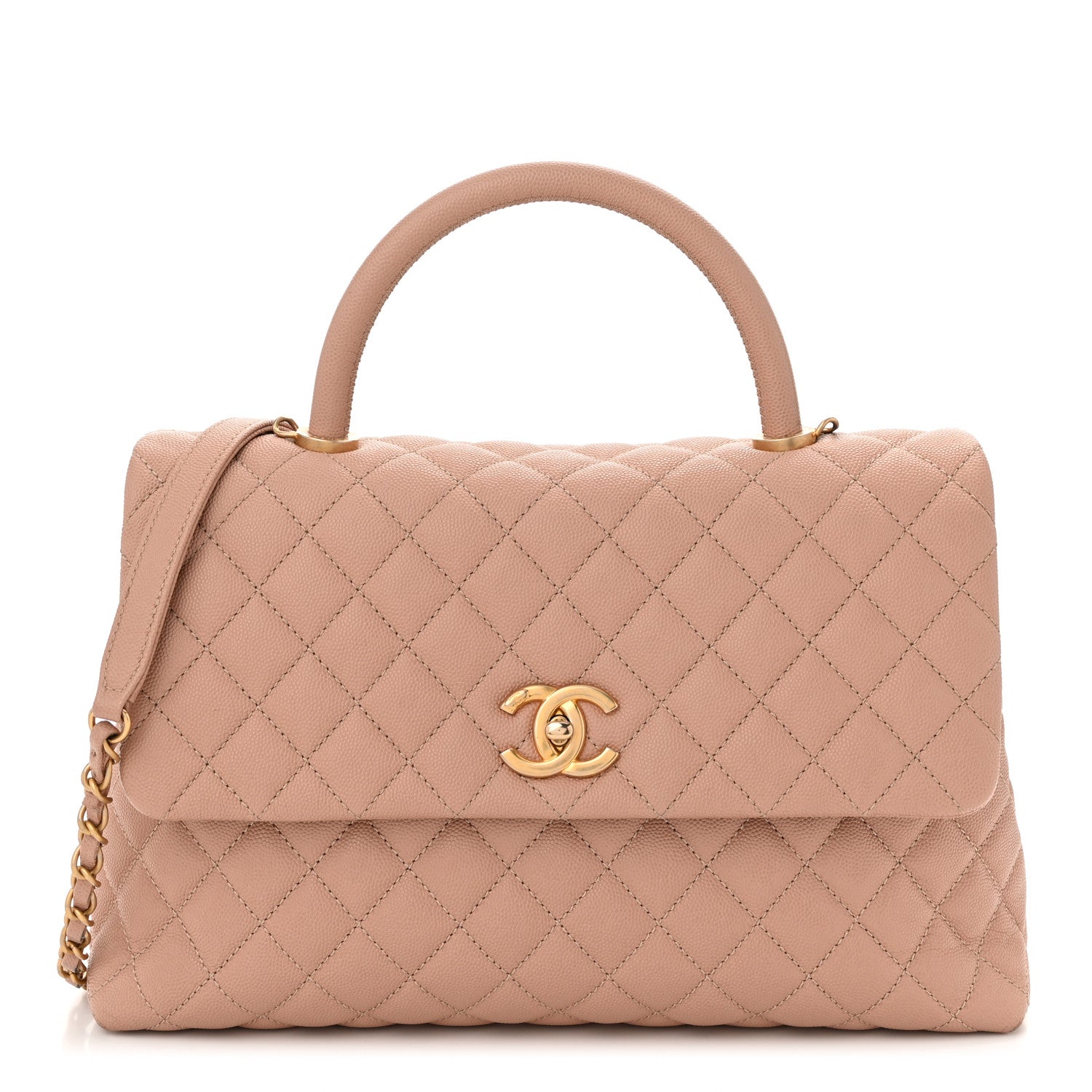 Chanel Caviar Quilted Medium Coco Handle Flap Beige 1 of 10