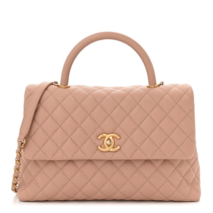Chanel Caviar Quilted Medium Coco Handle Flap Beige 1 of 10