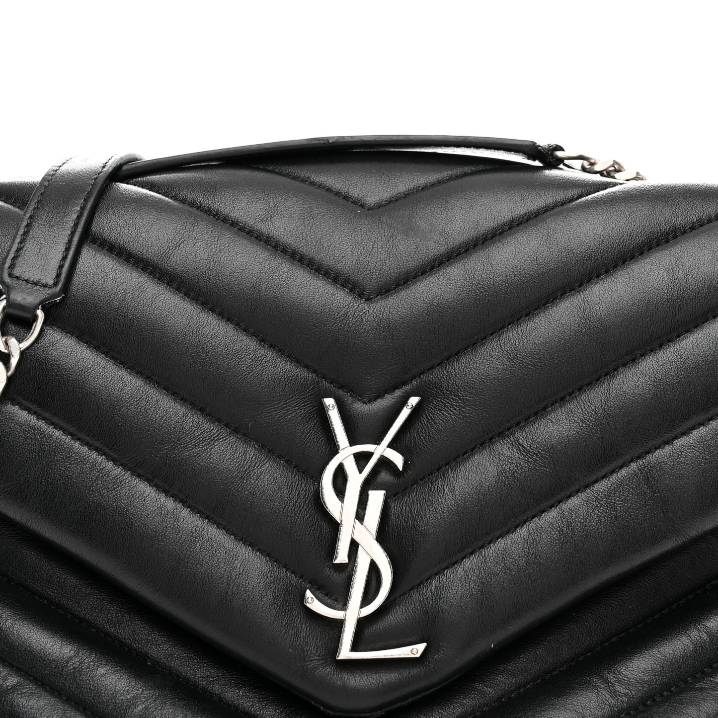 Calfskin Y Quilted Monogram Medium Loulou Chain Satchel Black