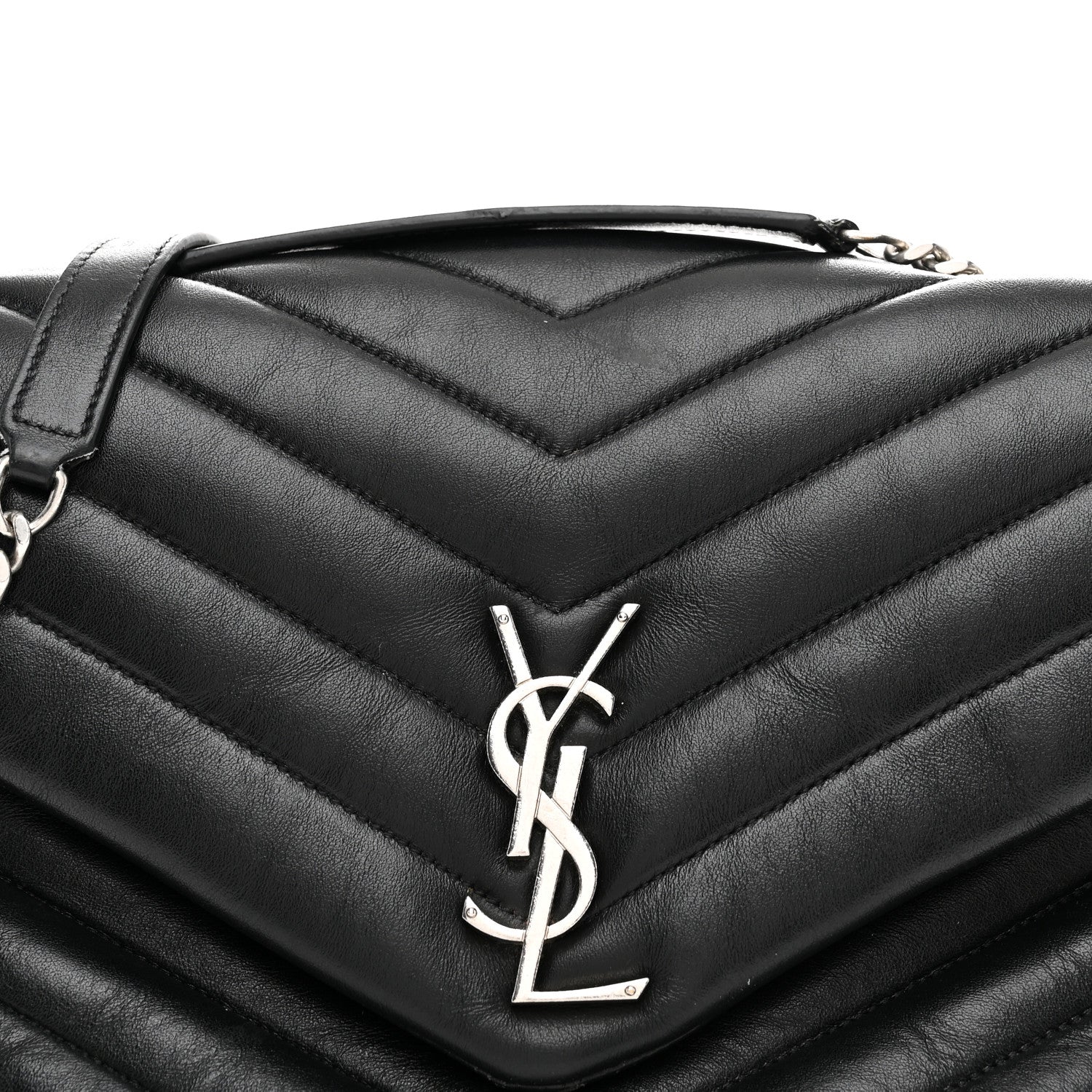 Saint Laurent Calfskin Y Quilted Monogram Medium Loulou Chain Satchel Black 8 of 11
