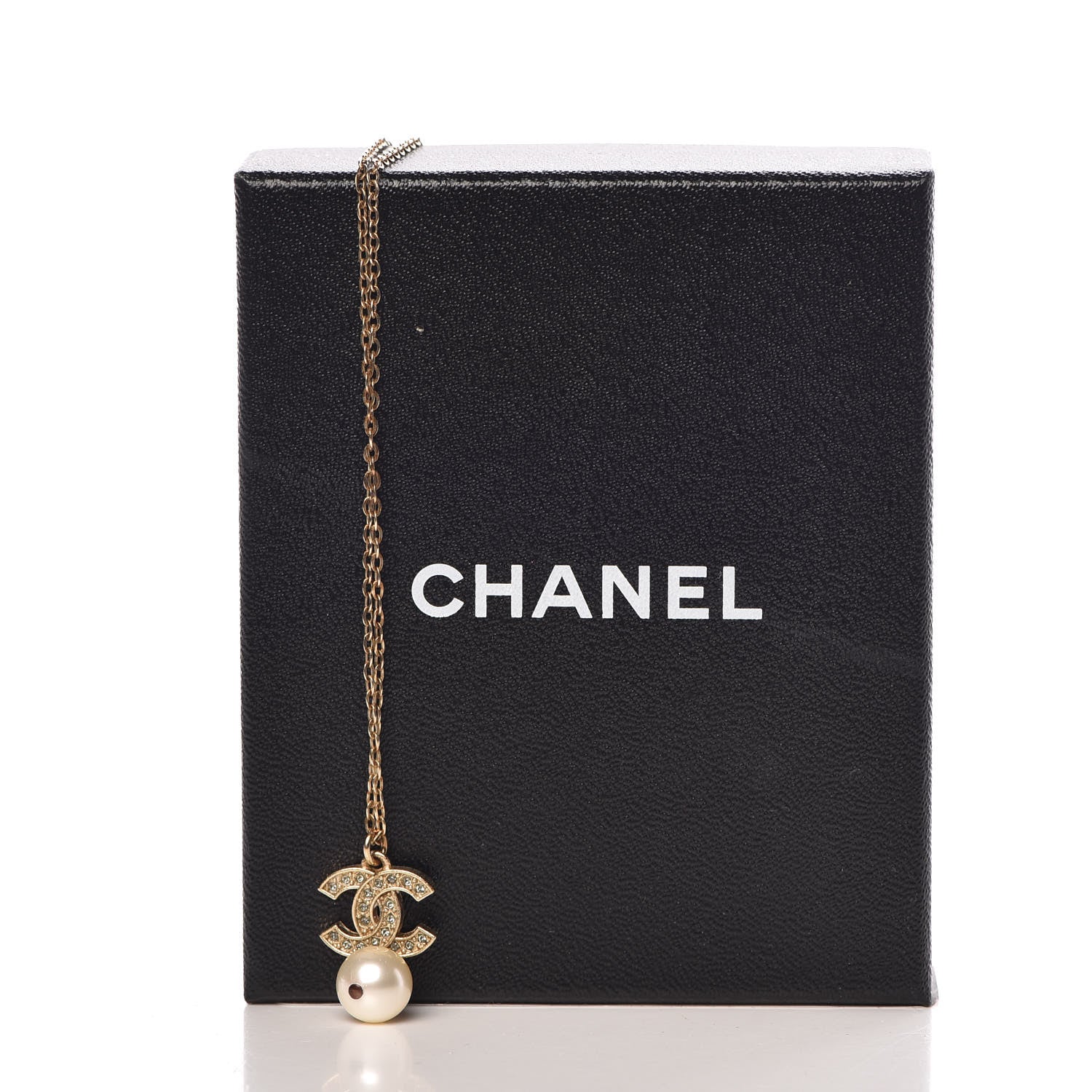 Chanel Pearl Crystal CC Drop Necklace Gold 6 of 6