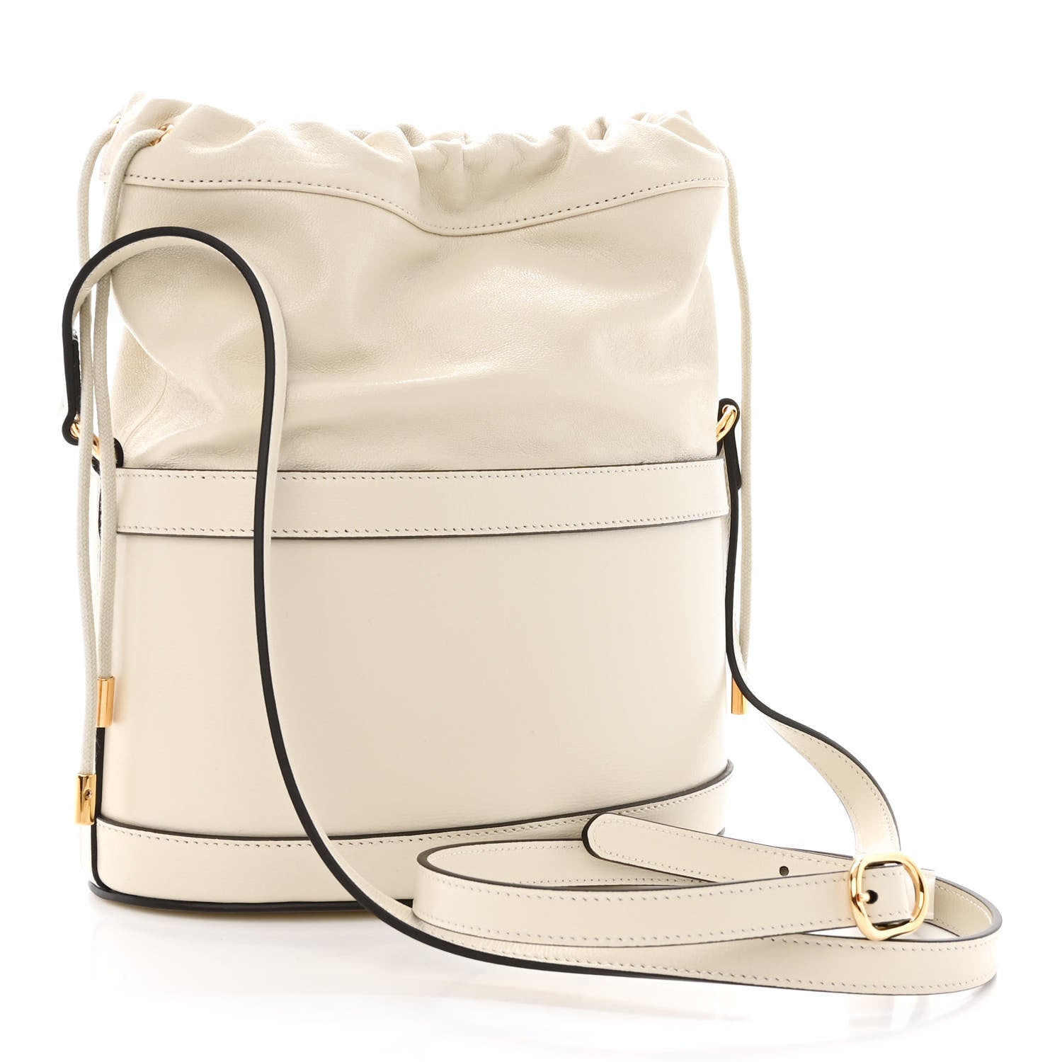 Gucci Azalea Sakai Calfskin Horsebit 1955 Drawstring Bucket Bag Mystic White 3 of 10