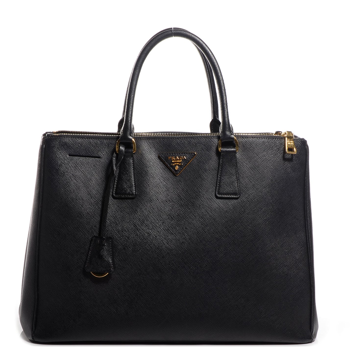 Saffiano Lux Large Double Zip Tote Nero Black