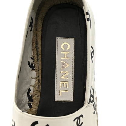 Chanel Lambskin Printed CC Espadrilles 37 White Black 9 of 14